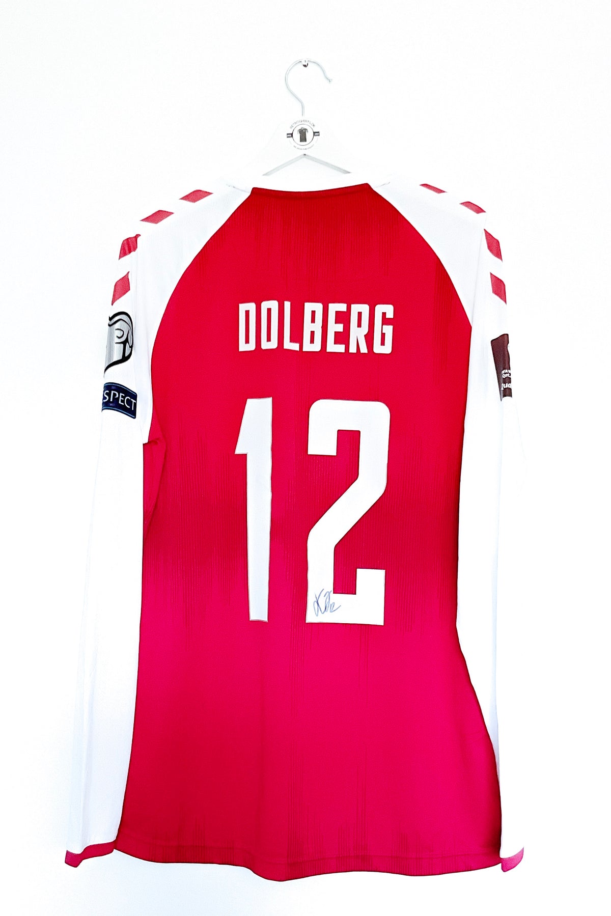 Danmark 2020 Hjemmebane #Dolberg 12 #Autograf #Match Details XL 9/10