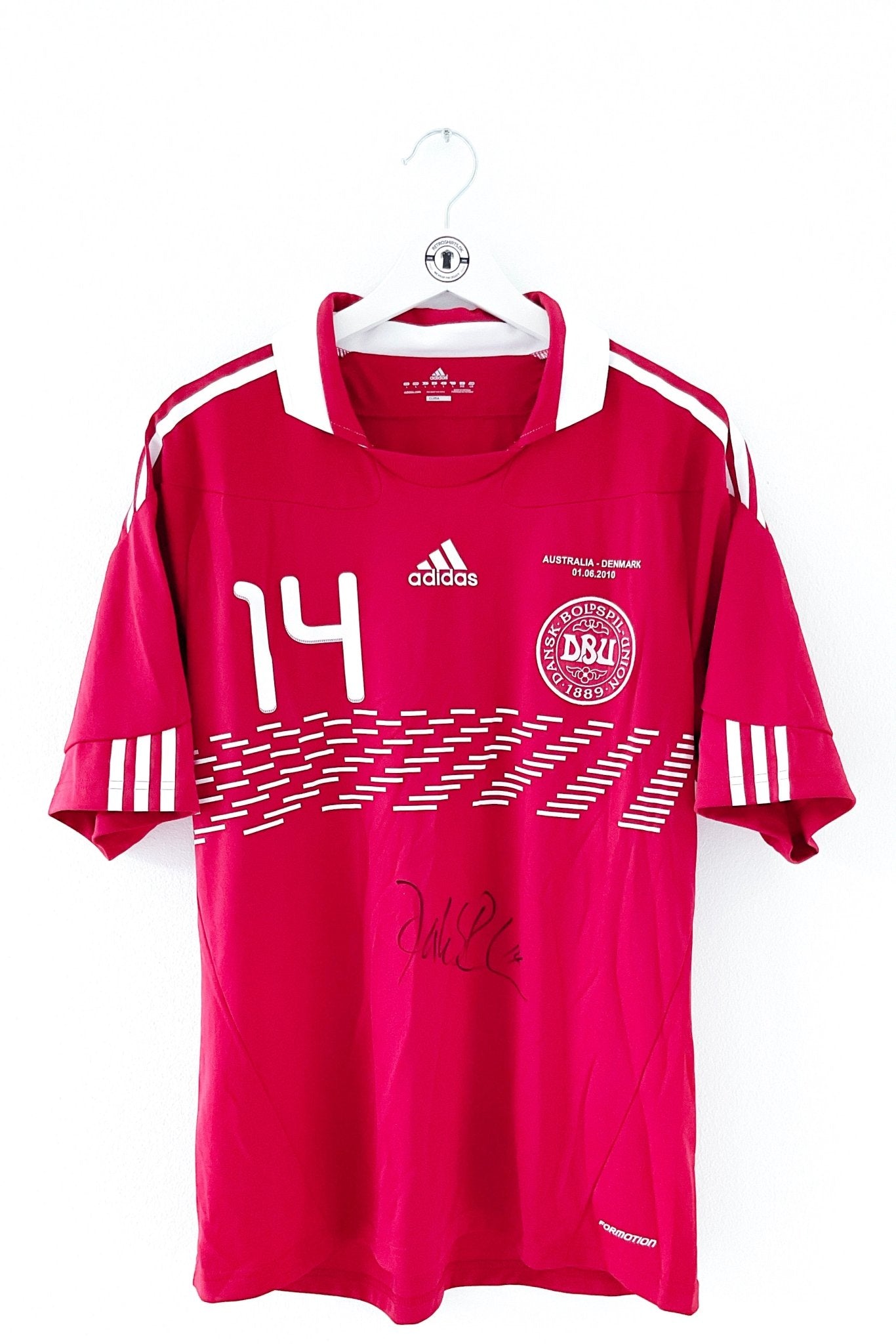 Danmark 2010 Hjemmebane #J. Poulsen 14 #Autograf #Match Issued Large 9/10 - Retroshirts.dk